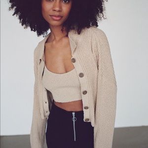 UO simona ribbed cardigan beige M